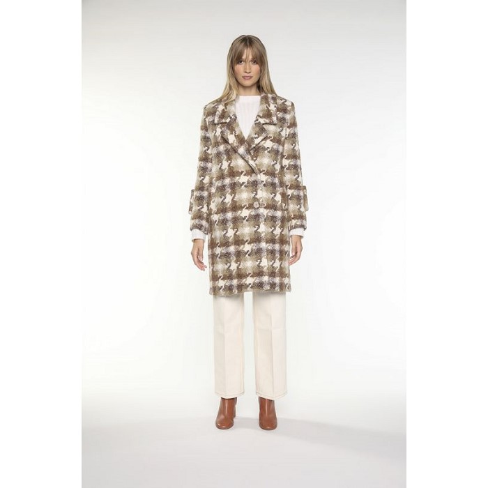 프랑스 코트브랜드 LENER [메종르네] Overcoat in brown creme virgin wool for women 00620